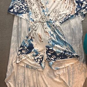 Blue and White Patterned Romper